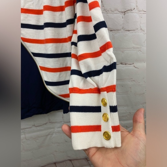 Crown & Ivy Sweater Womens White Blue Orange Striped Long Sleeve (READ) - Picture 5 of 8